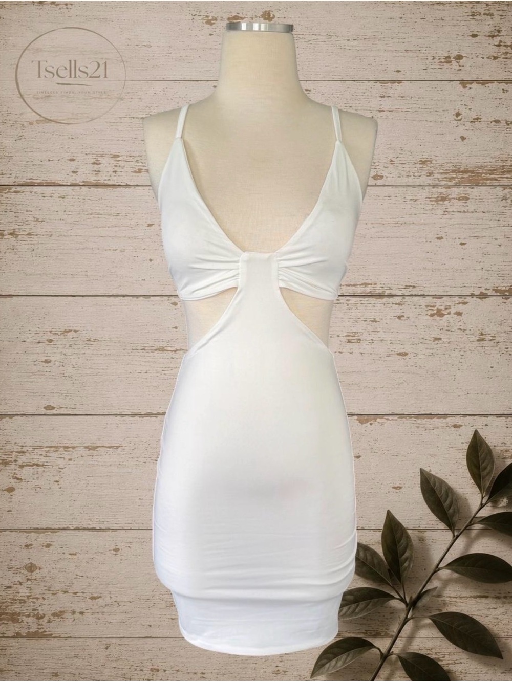 Roma White Cutout Bodycon Mini Dress - Size M